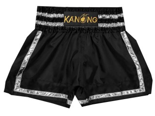 KANONG Muay Thai Shorts Sverige : KNS-140-Svart-Silver